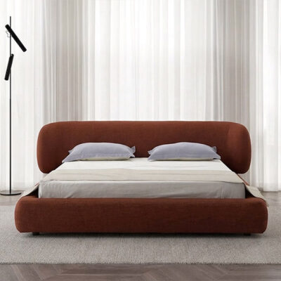 Italian Minimalist Designer Cotton-Linen Upholstered Double Bed